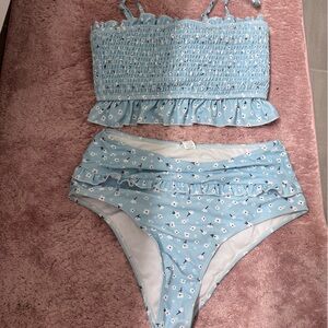 Blue Floral Bikini Set